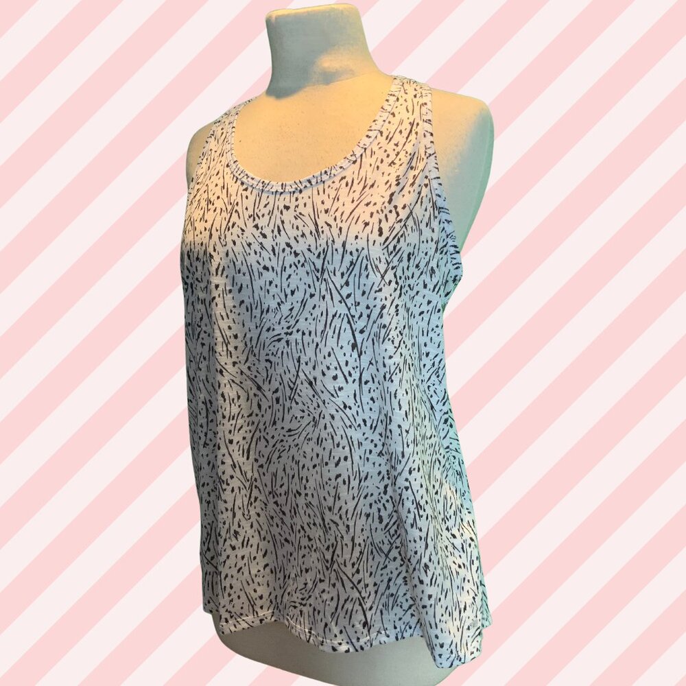 MARIKA - Sleeveless Active Tank Top, lightweight, Black & White Print, NEW - XL